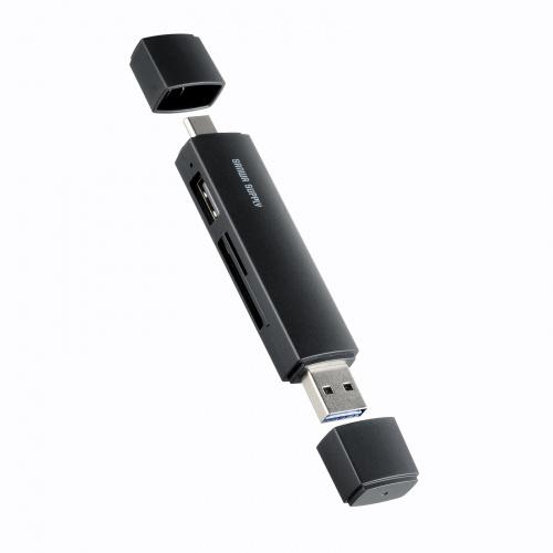 ADR-5TCMSD5BK USB Type-C ＆ USB-A両対応 直挿しSD/microSDカードリーダー (USBポート付き) 商品画像11：eONE
