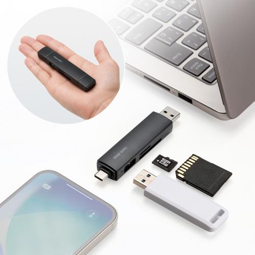 ADR-5TCMSD5BK USB Type-C ＆ USB-A両対応 直挿しSD/microSDカードリーダー (USBポート付き) 商品画像17：eONE