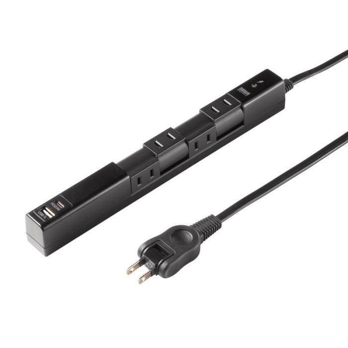 TAP-B113UC-2BK (ブラック) 回転タップ (AC4個口＋Type-C＋USB-A・PD20W)