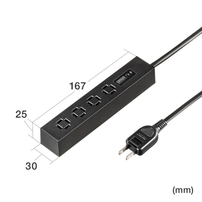 TAP-SPSLIM4MG-2BK (ブラック) スリムタップ (AC4個口・マグネット付き・雷ガード付き) 商品画像17：eONE