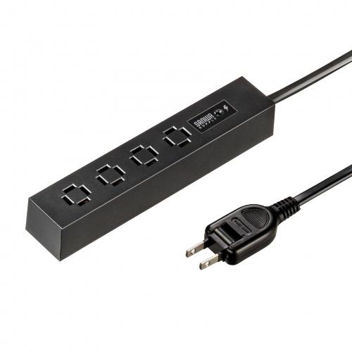 TAP-SPSLIM4MG-2BK (ブラック) スリムタップ (AC4個口・マグネット付き・雷ガード付き):eONE