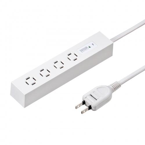 TAP-SPSLIM4MG-2W (ホワイト) スリムタップ (AC4個口・マグネット付き・雷ガード付き):eONE