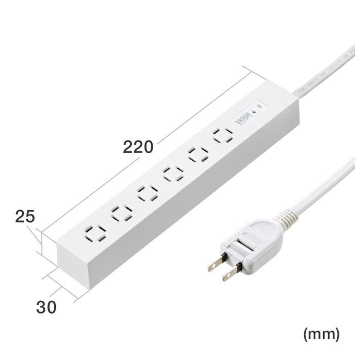 TAP-SPSLIM6MG-2W (ホワイト) スリムタップ (AC6個口・マグネット付き・雷ガード付き) 商品画像17：eONE