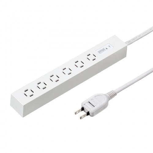 TAP-SPSLIM6MG-2W (ホワイト) スリムタップ (AC6個口・マグネット付き・雷ガード付き):eONE