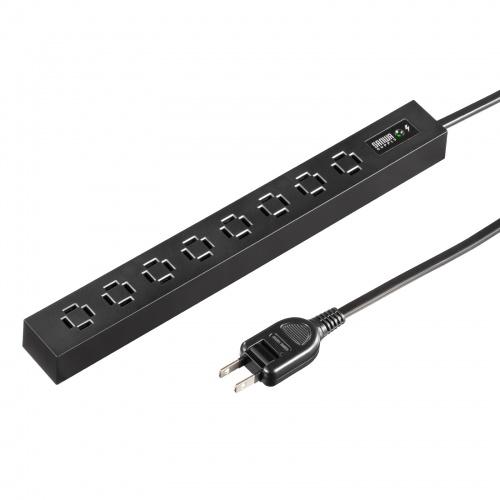 TAP-SPSLIM8MG-2BK (ブラック) スリムタップ (AC8個口・マグネット付き・雷ガード付き):eONE