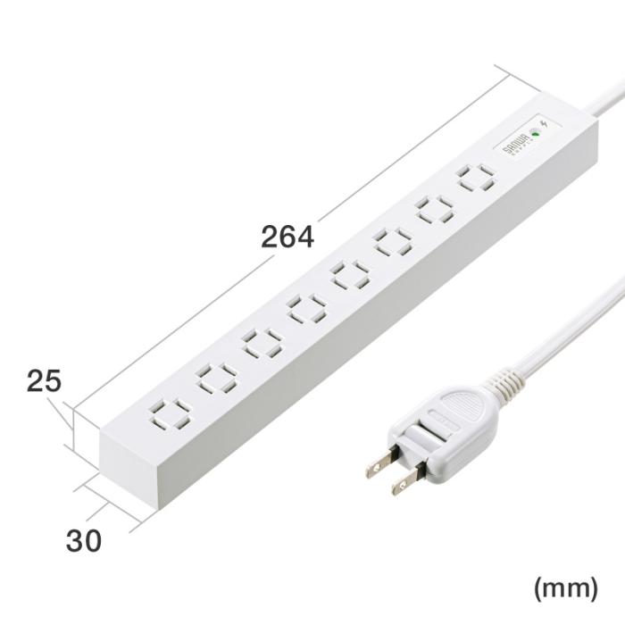 TAP-SPSLIM8MG-2W (ホワイト) スリムタップ (AC8個口・マグネット付き・雷ガード付き) 商品画像17：eONE