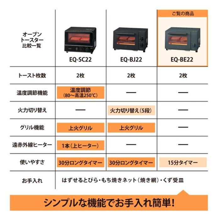 EQ-BE22-HM (スモーキーグレー) オーブントースター 2枚タイプ はずせるとびら 商品画像7：eONE