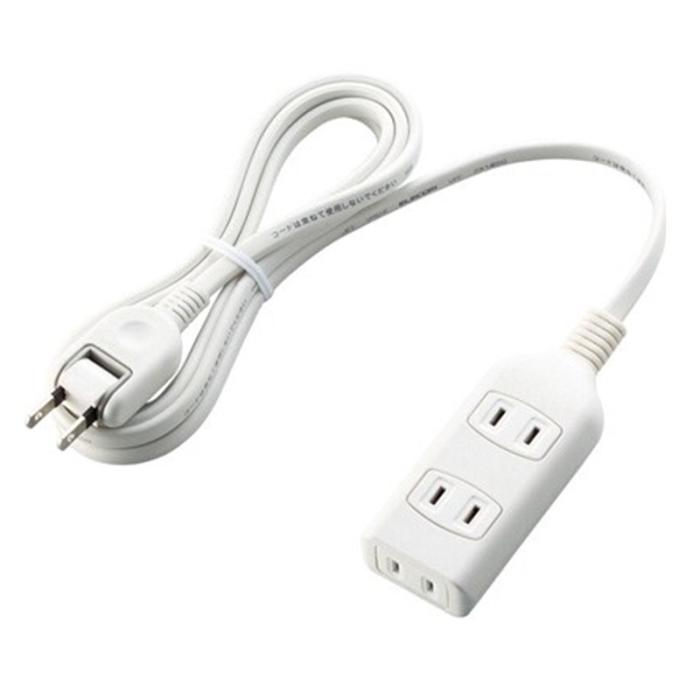 『T-S01-2320WH』ELECOM スイングプラグ電源タップ 2ピン式 3個口 2m