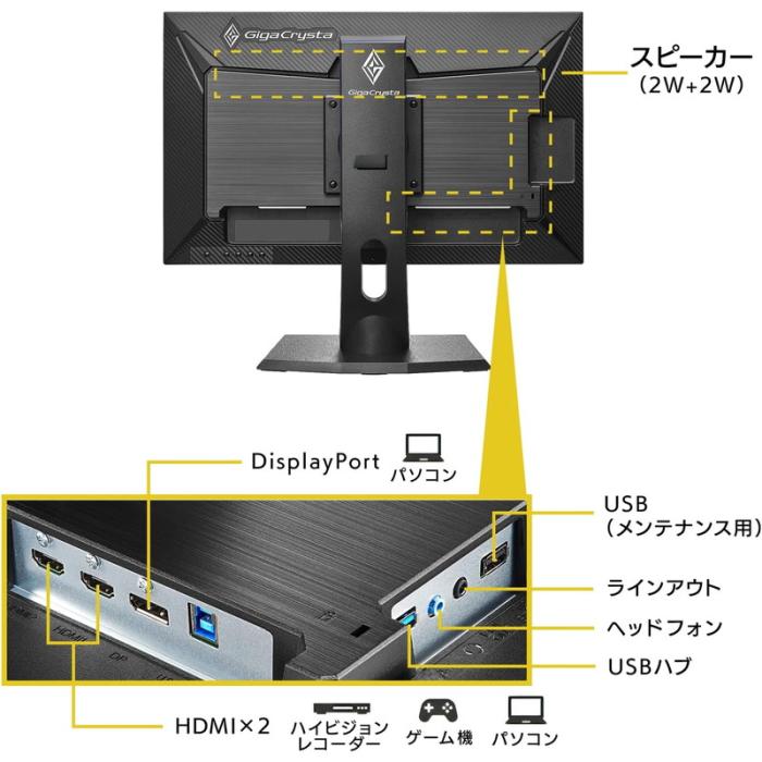 『EX-LDGC241UDB』IODATA GigaCrysta ゲーミングモニター 23.8インチ 240Hz 0.9ms フルHD ADSパネル 商品画像7：e-Sports Cafe ZERO