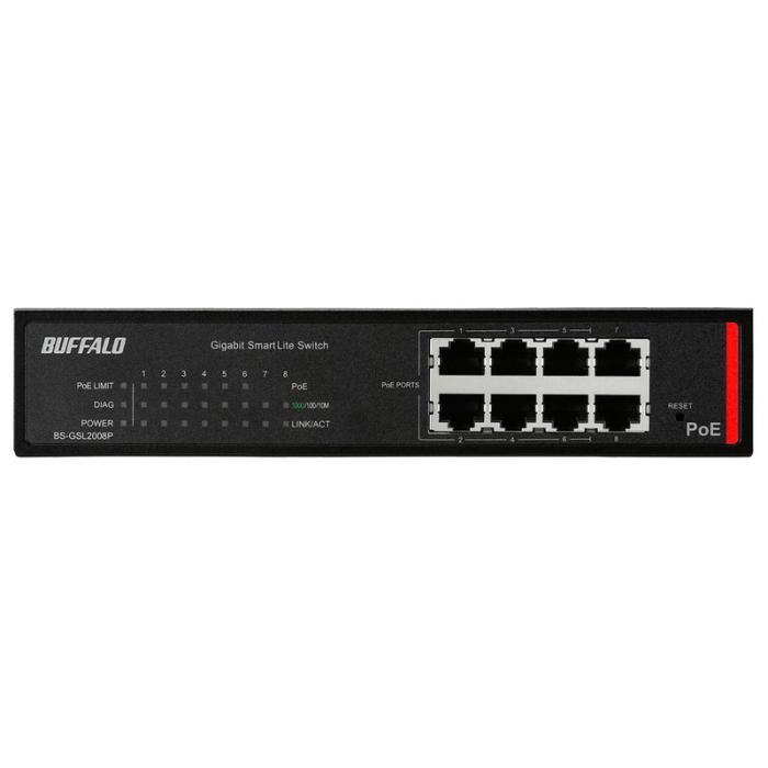 『BS-GSL2008P』BUFFALO バッファロー 法人向け Giga対応 PoE Layer2 スマートLiteスイッチ 8ポート ブラック 商品画像2：e-Sports Cafe ZERO