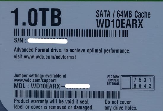 Western Digital製HDD　WD10EARX　1TB SATA600