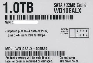 型番Western Digital製HDD　WD10EALX　1TB SATA600