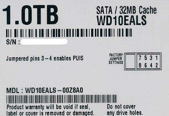 Western Digital製HDD　WD10EALS　1TB SATA300 7200 商品画像2：オンラインショップ　エクセラー