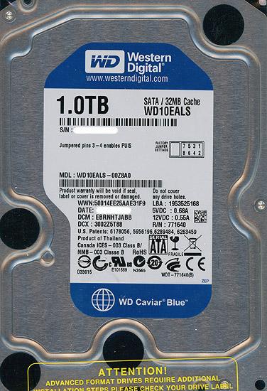 Western Digital製HDD　WD10EALS　1TB SATA300 7200