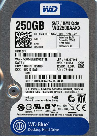 Western Digital製HDD　WD2500AAKX　250GB SATA600 7200 商品画像1：オンラインショップ　エクセラー