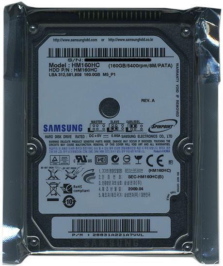 Samsung製 ノート用HDD 2.5inch　HM160HC　160GB 9.5mm