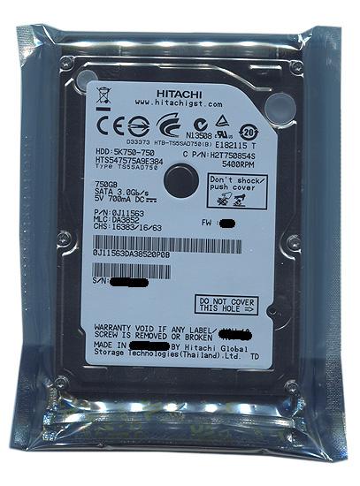 HITACHI ノート用HDD 2.5inch　HTS547575A9E384　750GB 商品画像2：オンラインショップ　エクセラー