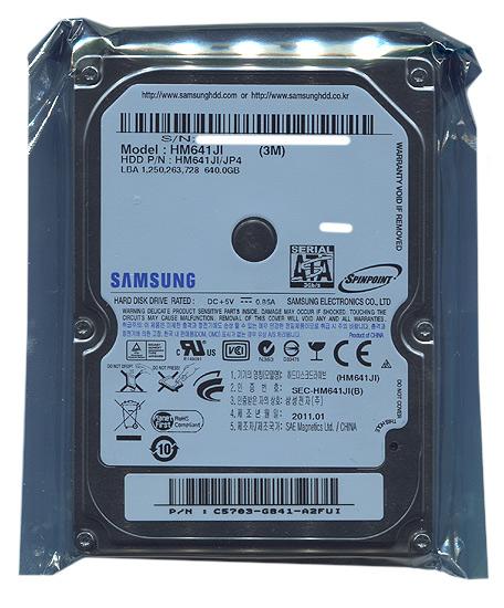 Samsung製 ノート用HDD 2.5inch　HM641JI　640GB 9.5mm