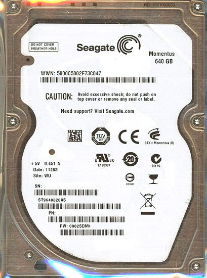 SEAGATE ノート用HDD 2.5inch　ST9640320AS　640GB