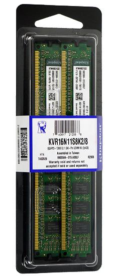 Kingston製　KVR16N11S8K2/8　DDR3 PC3-12800 4GB 2枚組