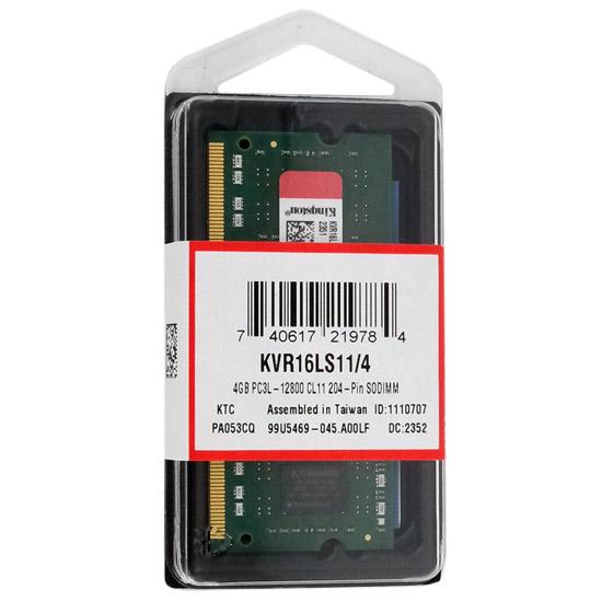 Kingston製　KVR16LS11/4　SODIMM DDR3L PC3L-12800 4GB 商品画像1：オンラインショップ　エクセラー