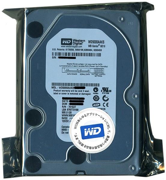 Western Digital製HDD　WD5000AAKS　500GB SATA300