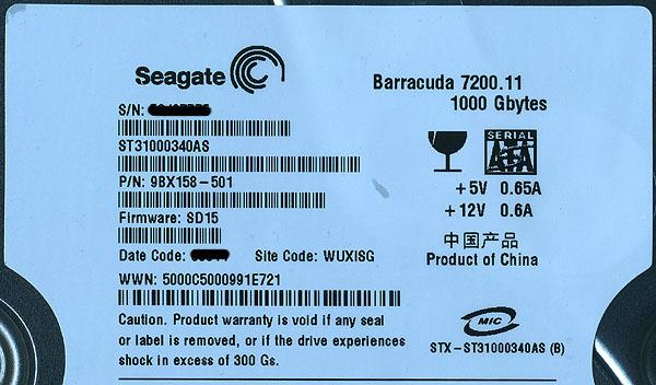 SEAGATE製HDD　ST31000340AS　1TB SATA300 7200 商品画像2：オンラインショップ　エクセラー