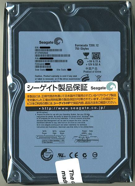 SEAGATE製HDD ST3750528AS 750GB SATA300 7200