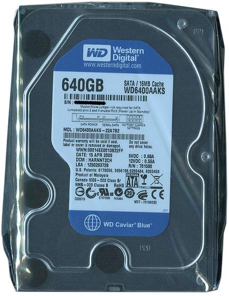 Western Digital製HDD　WD6400AAKS　640GB SATA300 7200