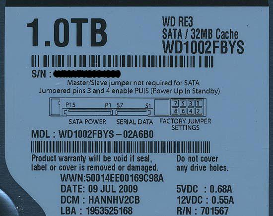 Western Digital製HDD　WD1002FBYS　1TB SATA300 7200 商品画像2：オンラインショップ　エクセラー