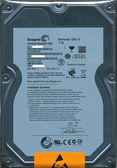 SEAGATE製HDD　ST31000528AS　1TB SATA300 7200