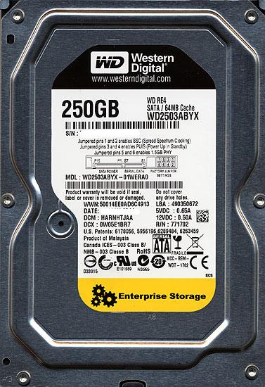 Western Digital製HDD　WD2503ABYX　250GB SATA300 7200