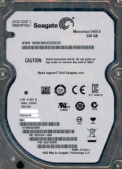 SEAGATE製HDD　ST9500325AS　500GB 5400rpm
