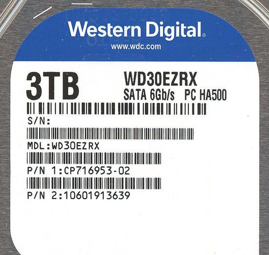 Western Digital製HDD　WD30EZRX　3TB SATA600