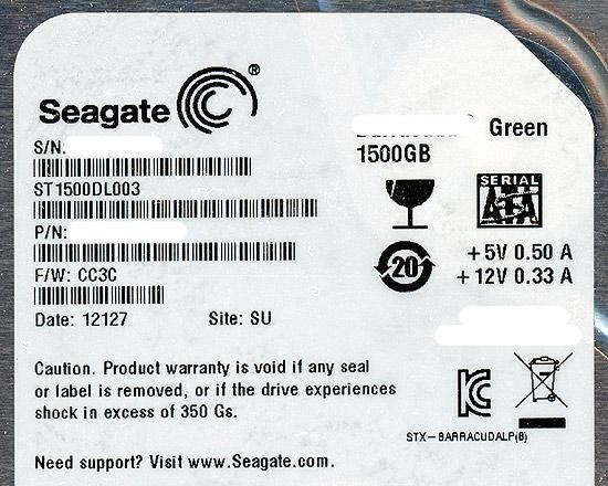 SEAGATE製HDD　ST1500DL003　1.5TB SATA600 5900