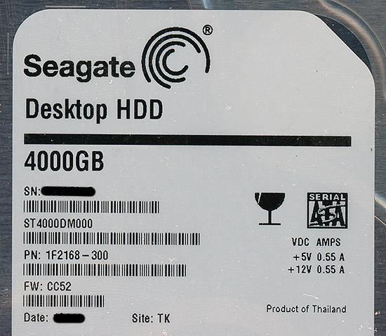SEAGATE製HDD　ST4000DM000　4TB SATA600