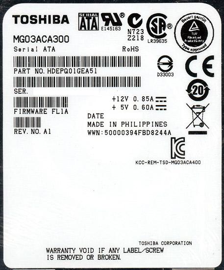 TOSHIBA製HDD　MG03ACA300　3TB SATA600 7200 商品画像1：オンラインショップ　エクセラー