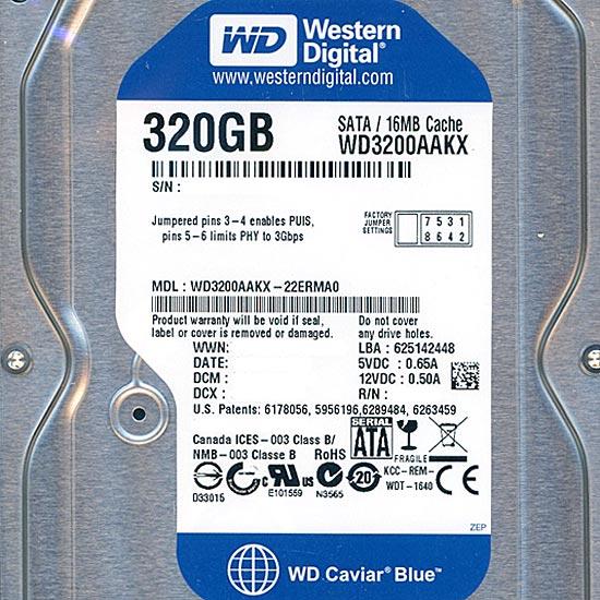 Western Digital製HDD　WD3200AAKX　320GB SATA600 7200