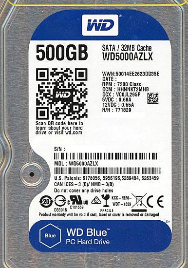 Western Digital製HDD　WD5000AZLX　500GB SATA600