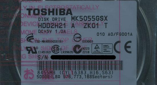 TOSHIBA(東芝) ノート用HDD 2.5inch　MK5055GSX　500GB 商品画像2：オンラインショップ　エクセラー