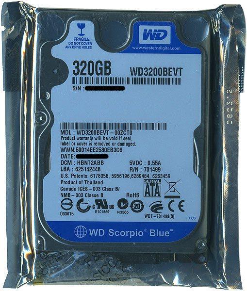 WesternDigital HDD 2.5inch　WD3200BEVT　320GB 9.5mm