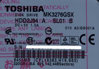 TOSHIBA(東芝) ノート用HDD 2.5inch MK3276GSX 320GBの通販なら