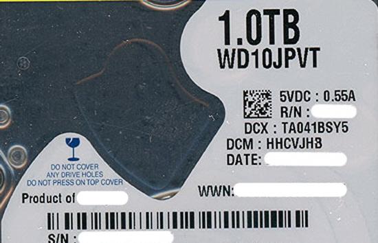 WesternDigital ノート用HDD 2.5inch　WD10JPVT　1TB