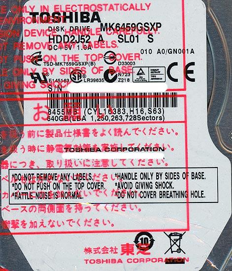 TOSHIBA(東芝) ノート用HDD 2.5inch　MK6459GSXP　640GB