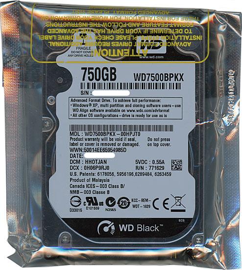 WesternDigital HDD 2.5inch　WD7500BPKX　750GB 9.5mm