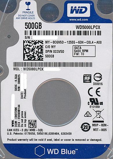 Western Digital製HDD　WD5000LPCX　500GB SATA600