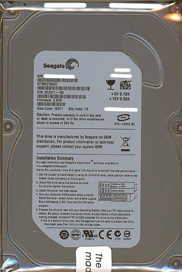 SEAGATE製HDD　ST380215ACE　80GB U100 7200