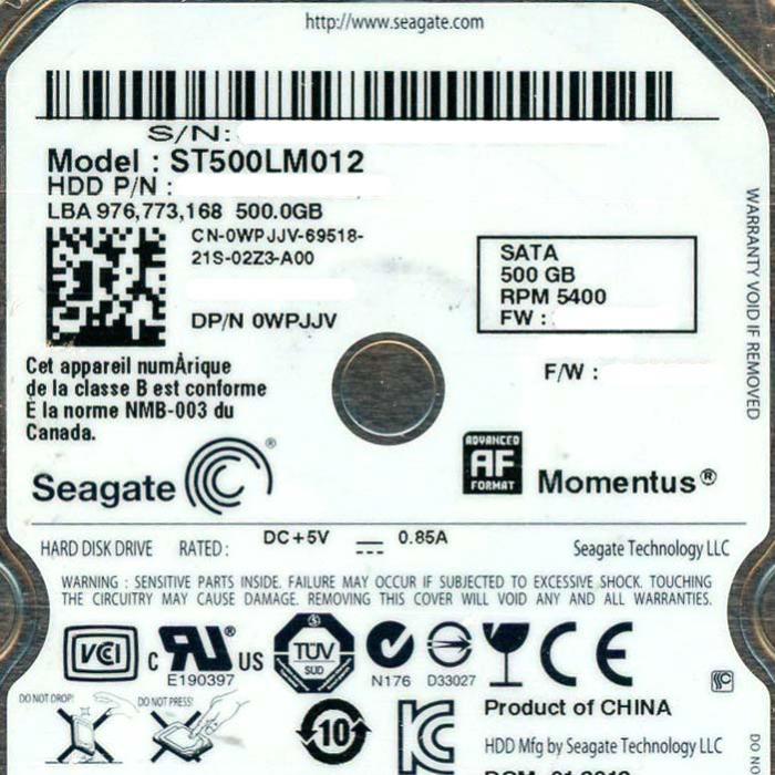 SEAGATE ノート用HDD 2.5inch　ST500LM012 500GB 9.5mm