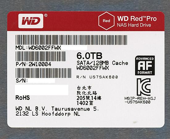 Western Digital HDD　WD6002FFWX　6TB SATA600 7200