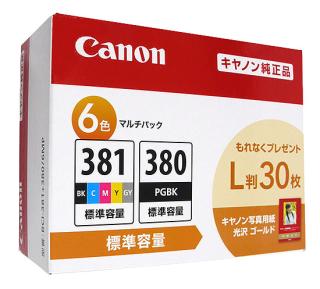 CANON インクタンク 6色マルチパック 写真用紙(L判)30枚付き BCI-381+